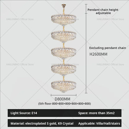 DecorBites™ Crystal Duplex Chandelier: New Light Luxury Post-Modern Hall Lighting for High Living Room