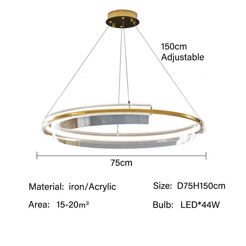 Lámpara colgante LED DecorBites™ con diseño de anillo dorado, estilo moderno para decoración del hogar.