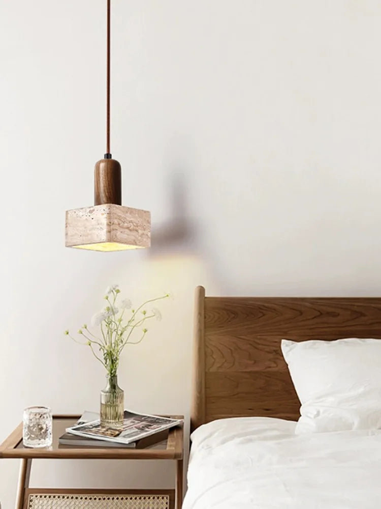 Yellow Stone Pendant Lamp Japanese Style 23cm