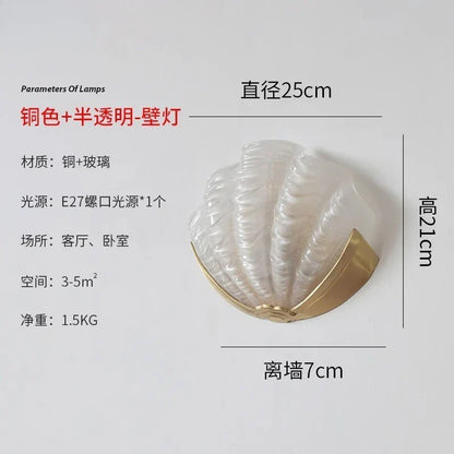 DecorBites™ Brass Glass Shell LED Wall Lamp for Luxurious Design Aesthetic