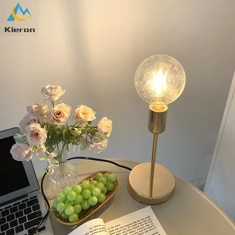 DecorBites™ Golden Modern LED Bedside Lamp for College Dorm Study Desk
