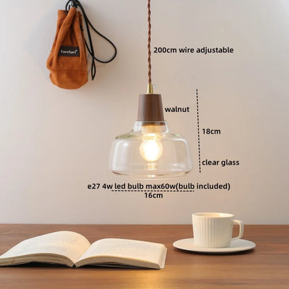 DecorBites™ LED Pendant Lamps for Modern Home Decor - Walnut Glass Hanging Light Fixtures