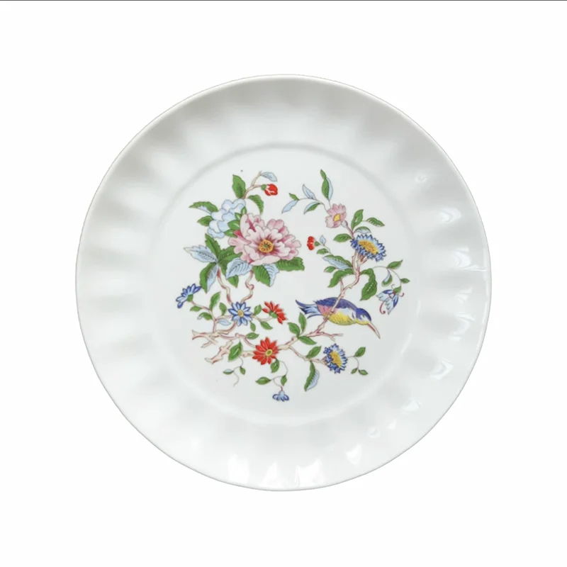 DecorBites™ Chinoiserie Floral Birds Dinner Plate 8" - Oriental Art Salad Dessert Plate