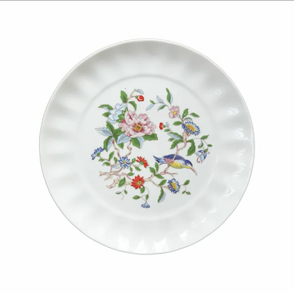 DecorBites™ Chinoiserie Floral Birds Dinner Plate 8" - Oriental Art Salad Dessert Plate