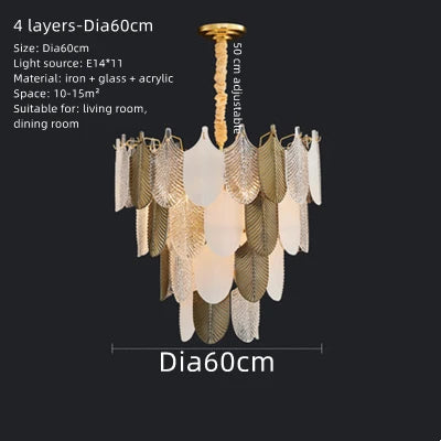 DecorBites™ Elegant Glass Ceiling Chandelier: Bedroom Living Room Lighting Pendant Lamp