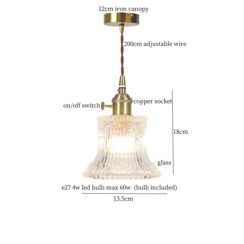 DecorBites™ Clear Glass LED Copper Pendant Lighting for Minimalist Decor