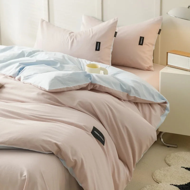 Decorbites™ beidseitiges farbabstimmendes Baumwoll-Bettwäsche-Set für Erwachsene