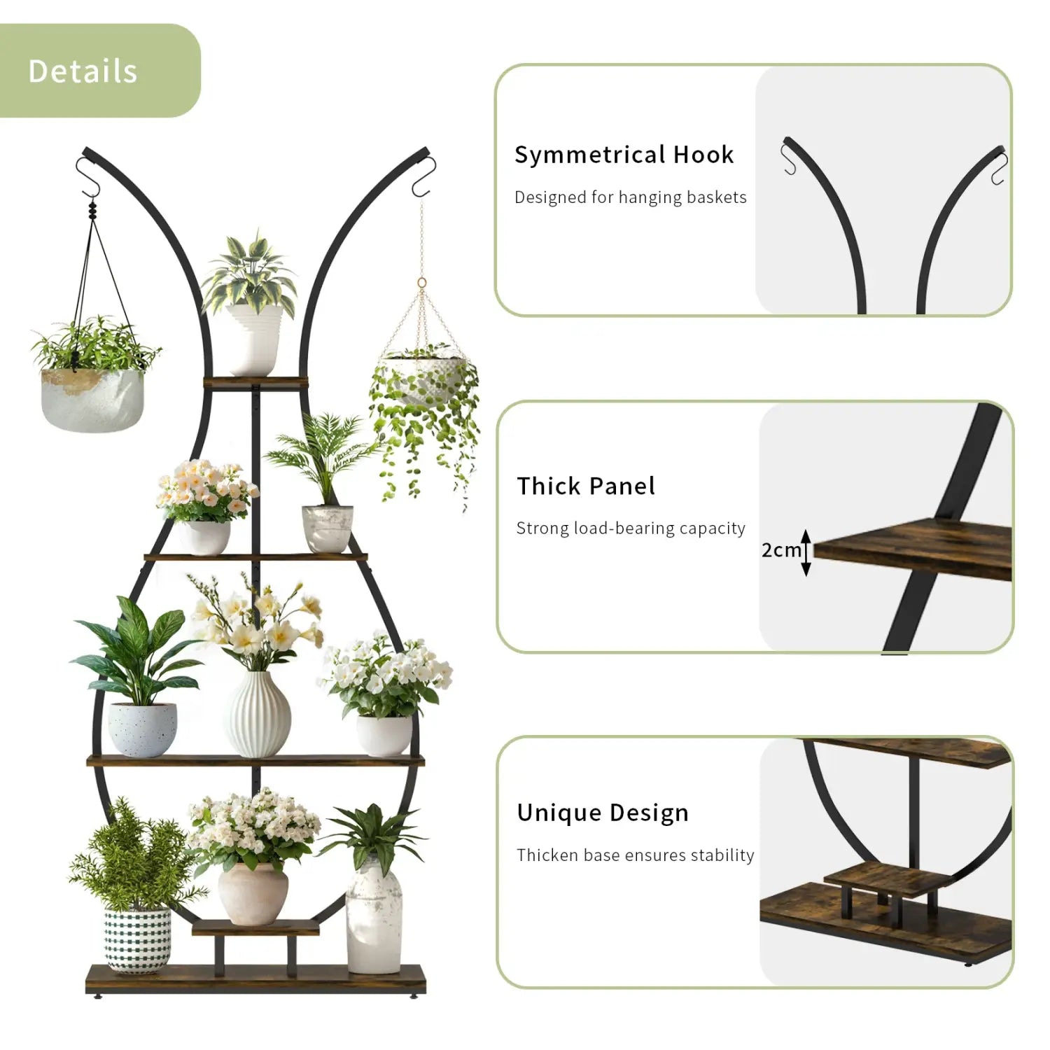 DecorBites™ Tall Metal Plant Stand with 5 Tiers