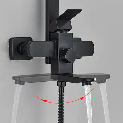 مجموعة صنبور دش DecorBites™ من الفولاذ المقاوم للصدأ باللون الأسود مع مخرج شلال - صنبور حوض استحمام من الكروم