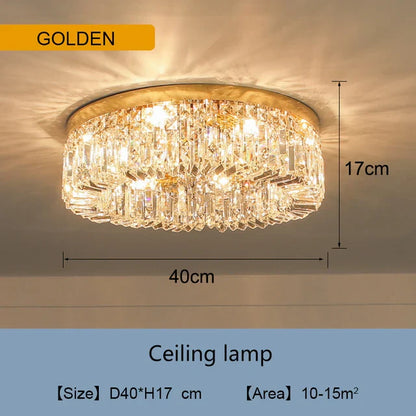 DecorBites™ Golden LED Crystal Round Ceiling Lamp