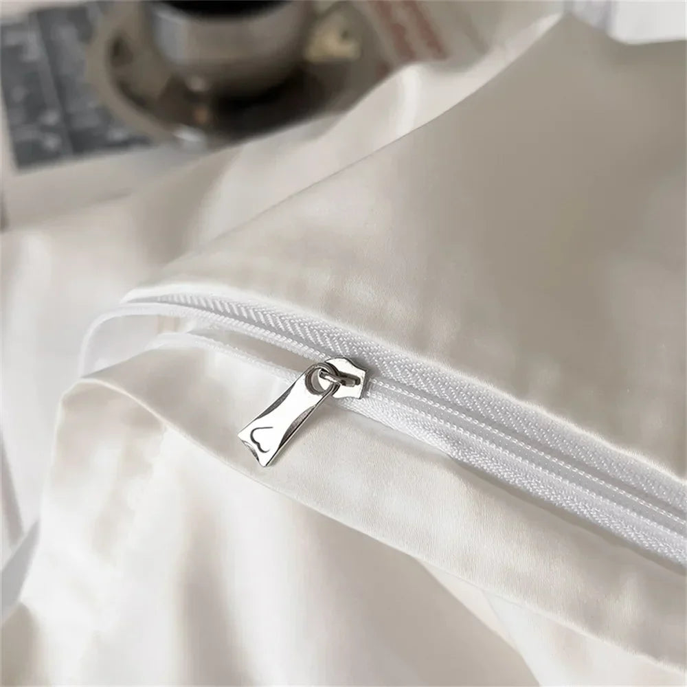 DecorBites™ 1200TC Embroidered Egyptian Cotton Bedding Set - 4pcs King Queen Solid Sheets