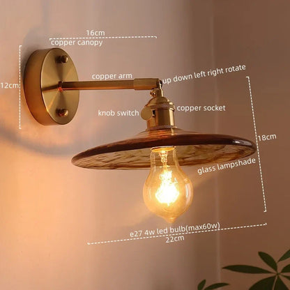 DecorBites™ Glass Copper LED Wall Lights for Home Restaurant Living Room Bedroom