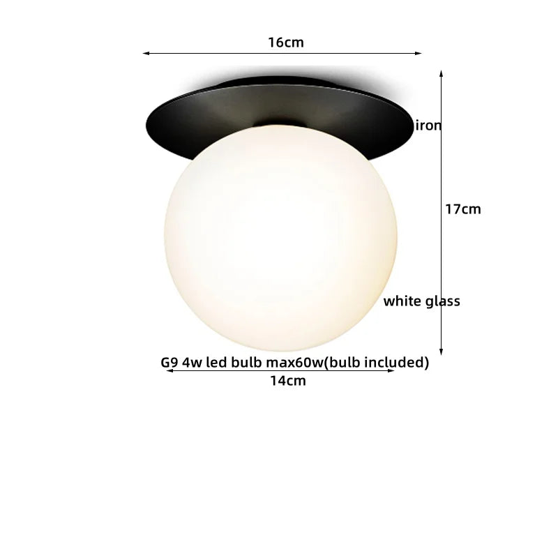 DecorBites™ Iron Glass LED Ceiling Lamp Ball Shape Modern Living Room Light Fixtures