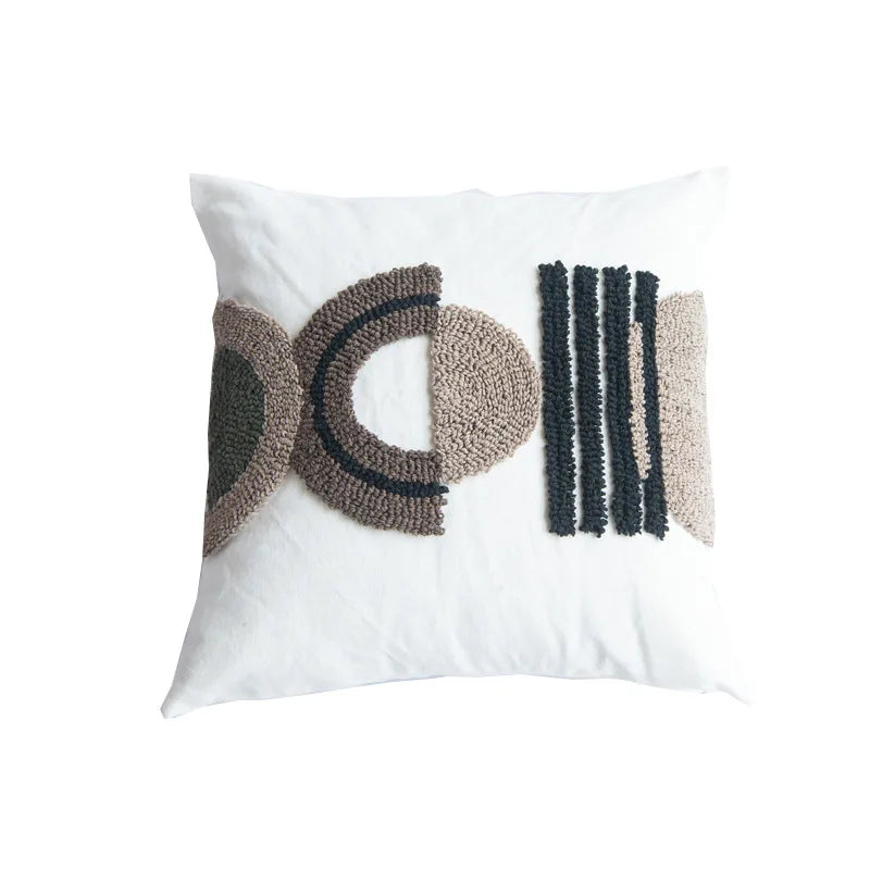 DecorBites™ Half-circle Tufted Cotton Canvas Embroidery Throw Pillow Cover - Modern & Stylish