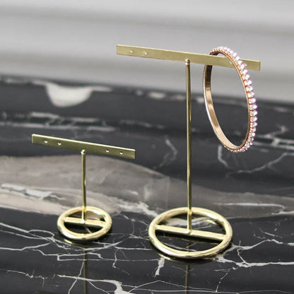 DecorBites™ Golden Geometric Jewelry Display Rack - Desktop Storage & Home Decoration