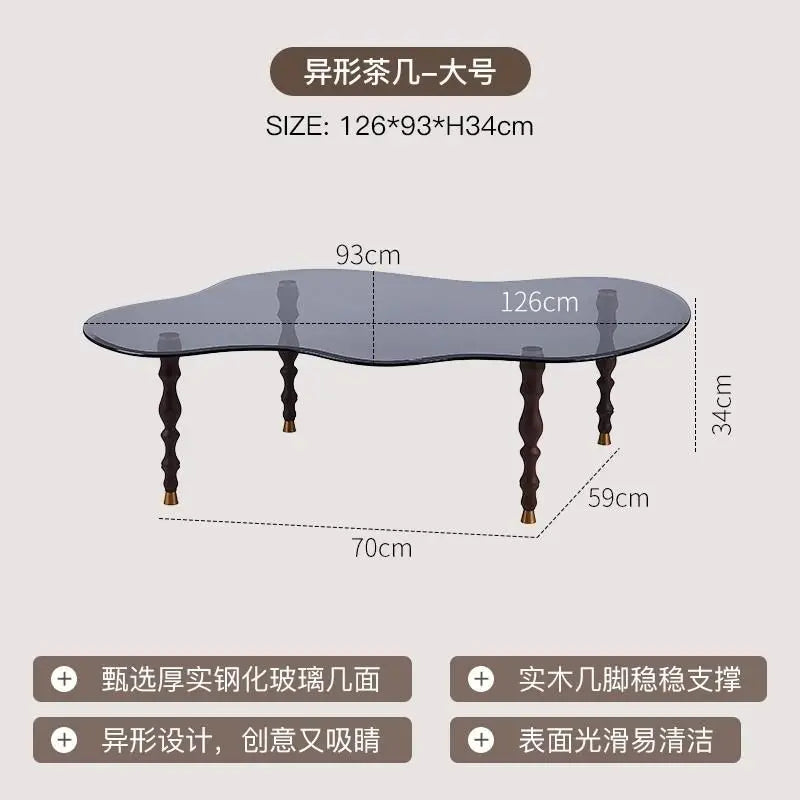 DecorBites™ 80*40cm Solid Wood Peanut-Shaped Coffee Table for Living Room