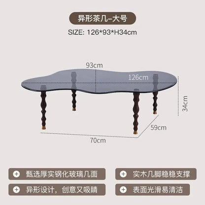 DecorBites™ 80*40cm Solid Wood Peanut-Shaped Coffee Table for Living Room