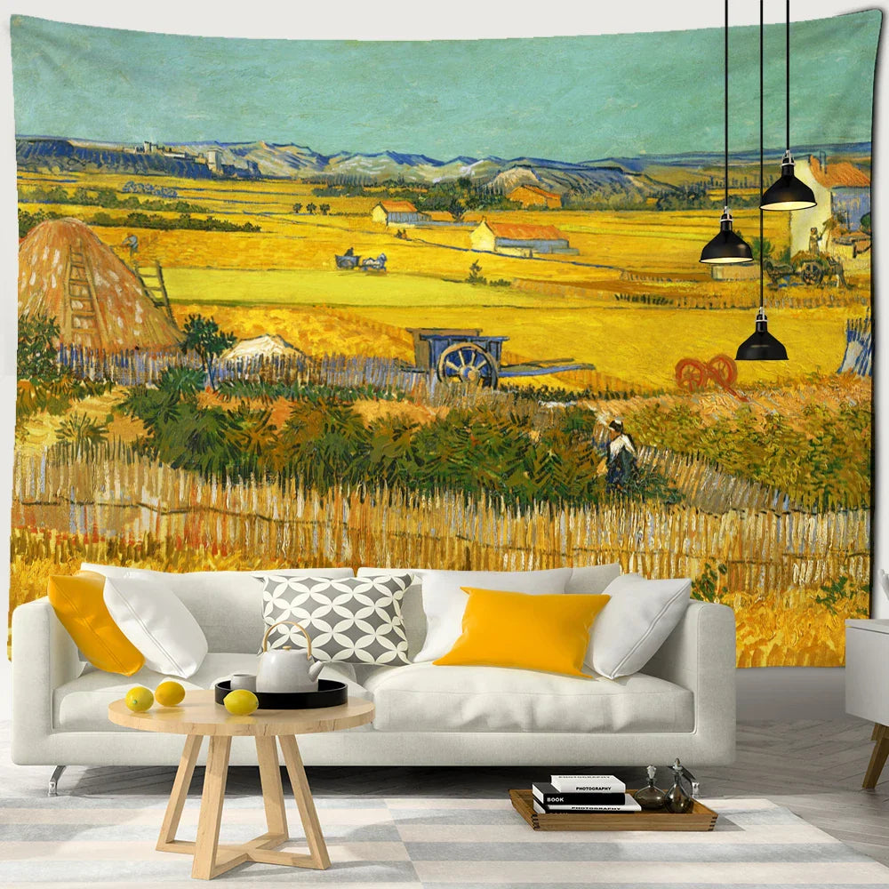 Decobites Modern Art Oil Painting Tapestry Wall Hanging for Bohemian Hippie Decor