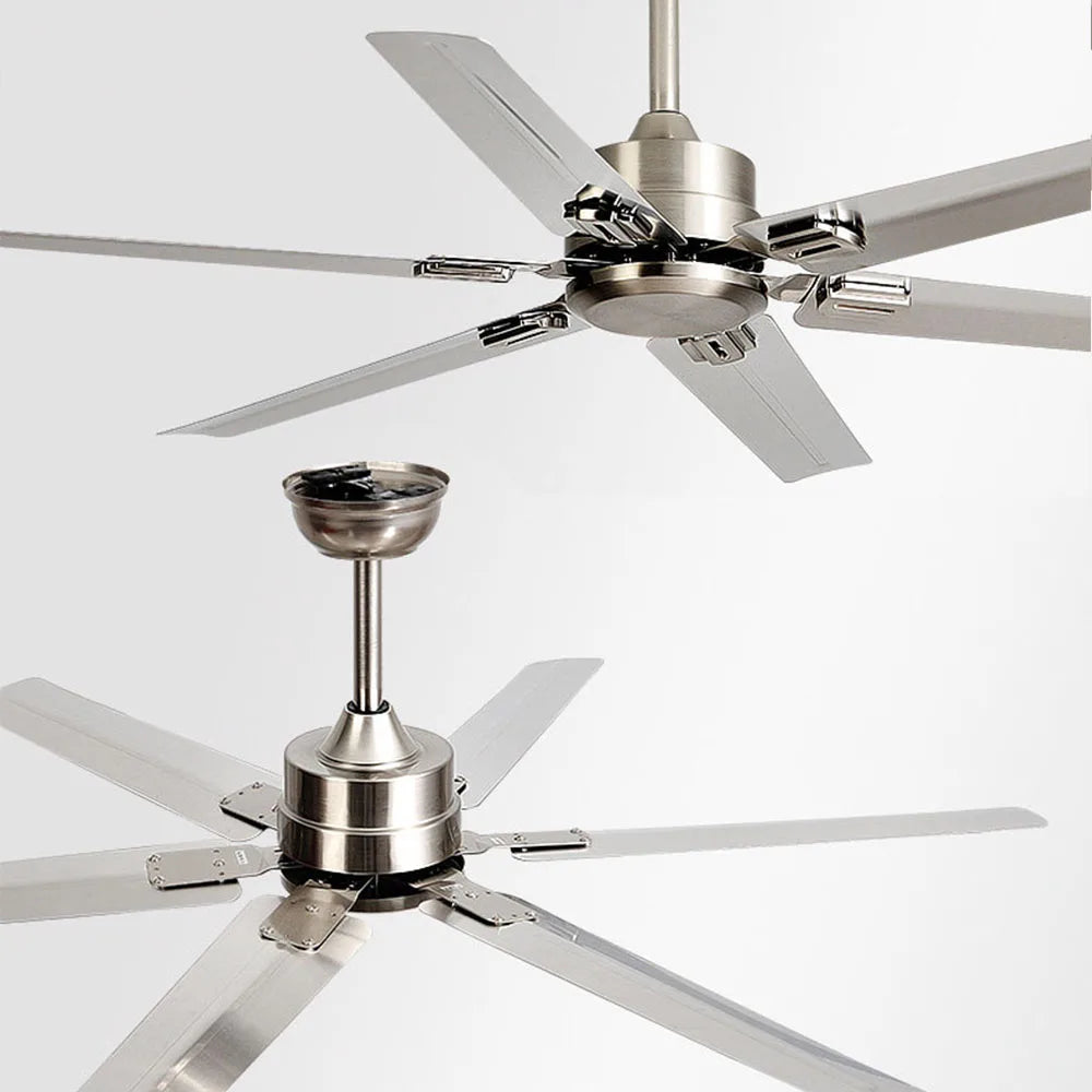 DecorBites™ Large 6-Blade Stainless Steel Ceiling Fan for Living Room, Bedroom, Office