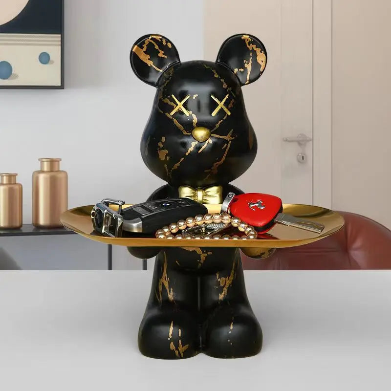 DecorBites™ Graffiti Bear Figurine: Modern Home Decor Statue for Keys Storage Shelf