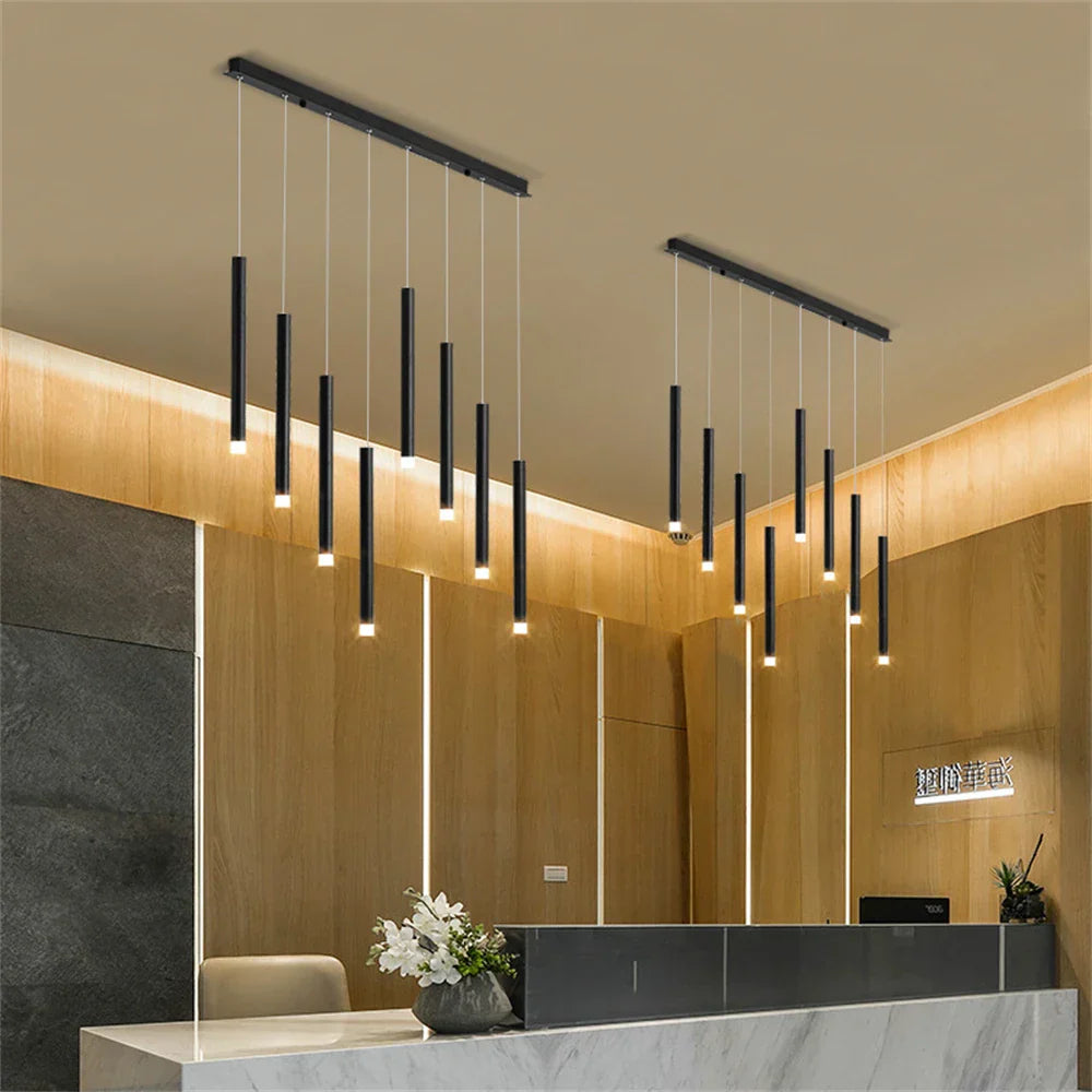 Decorbites™ Lámpara de Araña Cilíndrica Brillante para Bar, Restaurante, Mesa de Noche y Recepción de Empresa