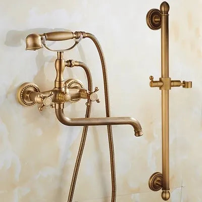 DecorBites™ Brass Bathtub Shower Set Wall Mounted - Hot and Cold Mixer Taps