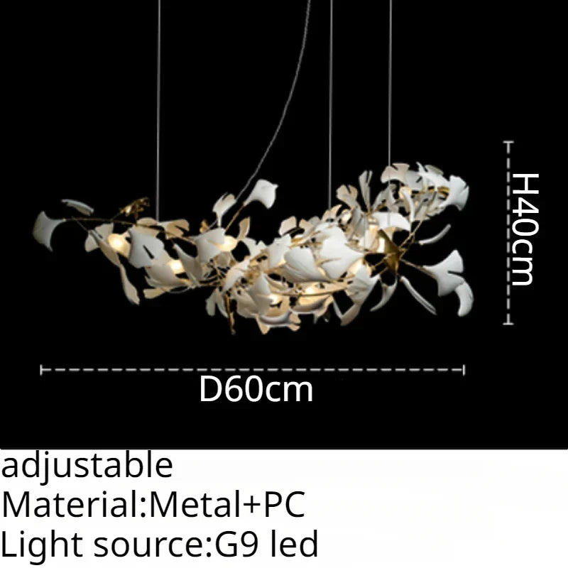 DecorBites™ Leaf Branch Ceramic Chandelier | Modern Golden Lighting Fixture for Living Room
