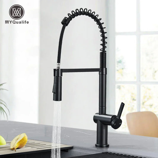 DecorBites™ Brass Kitchen Sink Faucet with Dual Stream Sprayer Nozzle, Hot Cold Water Mixer Tap