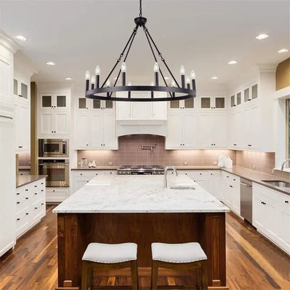 DecorBites™ Iron Round LED Pendant Chandelier for Living, Cafe, Restaurant décor