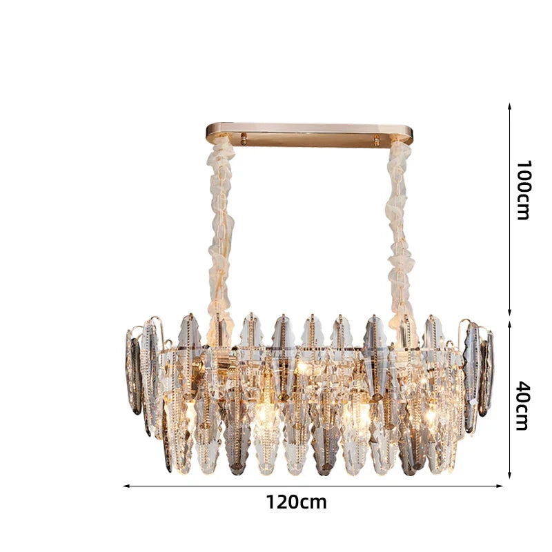 Decorbites™ Lámpara de Araña LED de Cristal Dorado para Mesa de Comedor