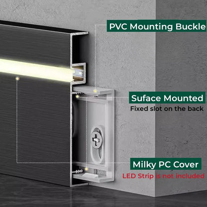 DecorBites™ LED Skirting Aluminum Profiles: Brushed Gold/Black, Conner Baseboard, Diffuser, Stair, Floor, Wall Decor