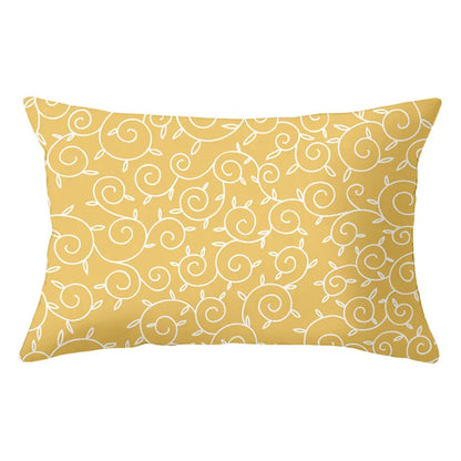 Funda de almohada rectangular curva con rayas geométricas DecorBites™ - Cojines decorativos para sofá en amarillo y azul