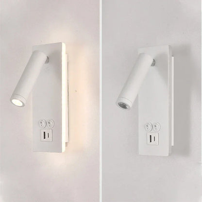 DecorBites™ Black Brass LED Wall Lamp with USB Port & Switch - 3W Spotlight for Bedroom