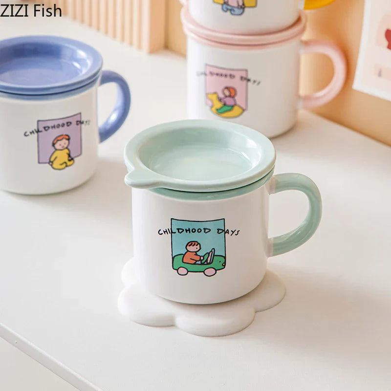 DecorBites™ Lovers Cartoon Pattern Porcelain Coffee Mug Tea Cup for Dining Table