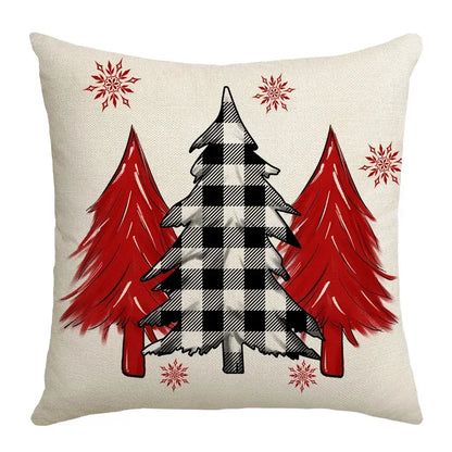 DecorBites™ Christmas Elk Pillowcase 45x45cm Farmhouse Red Letter Design