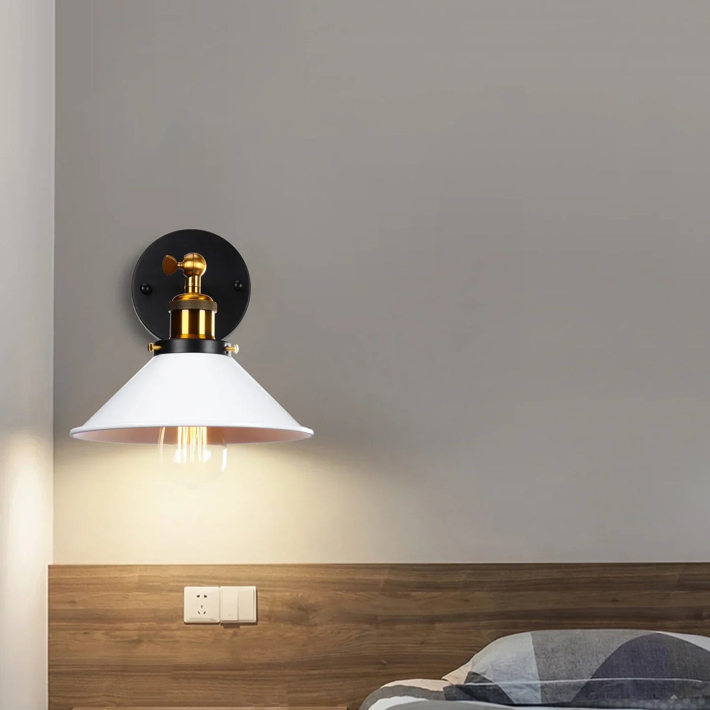 Aplique de pared DecorBites™ estilo loft industrial retro E27 para mesita de noche o salón