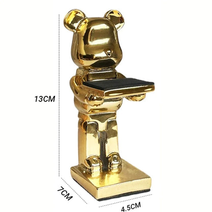 DecorBites™ Cartoon Bear Watch Stand & Jewelry Storage Rack - Trendy Resin Ornaments & Celebration Gifts
