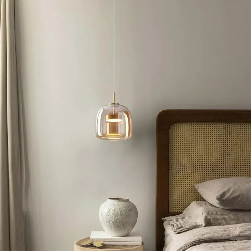 Modern Glass Led Pendant Light Nordic Suspension Dining Room Chandelier For Restaurant Kitchen Bedroom Bedside Hanging Lamp