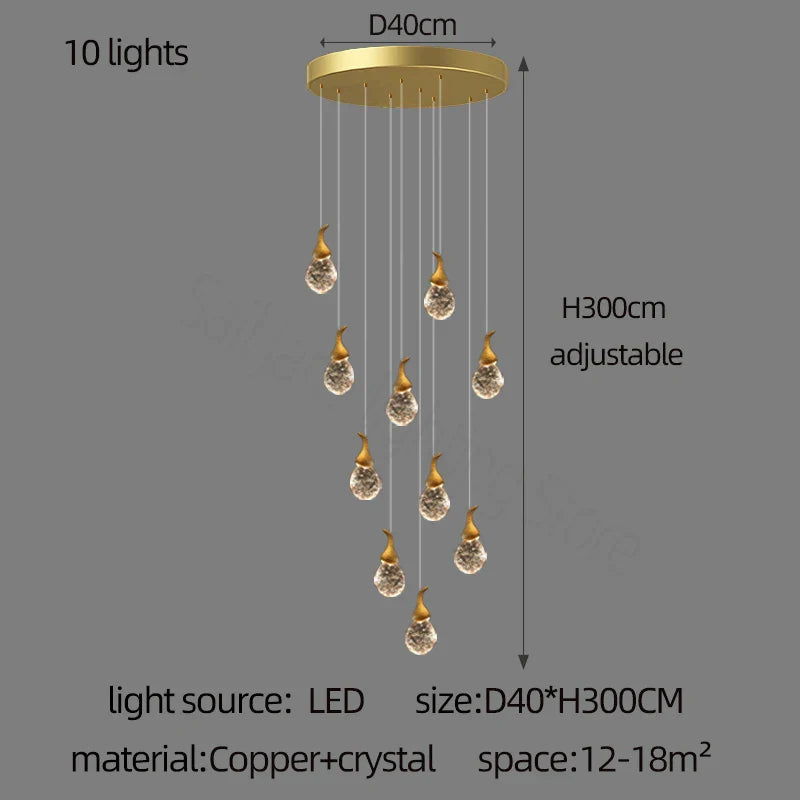 DecorBites™ Gourd Shaped Crystal Chandelier for Living Room & Restaurant