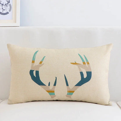 غطاء وسادة قطني من الكتان بتصميم هندسي على شكل غزال من DecorBites™، مقاس 30×50 سم، ديكور منزلي عصري من الشمال الأوروبي