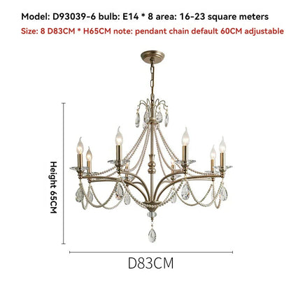 DecorBites™ French Retro Pearl Crystal Chandelier for Home Dining Room Villa Luxury Decor