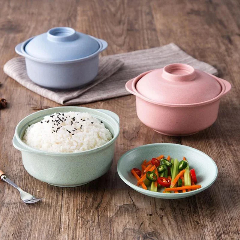 Decorbites™ Tazón de Arroz de Fideos Instantáneos al Estilo Japonés con Tapa - Utensilios de Mesa Saludables
