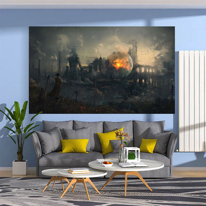 Decobites Sci-Fi Ruins Industrial Landscape Tapestry Wall Decoration