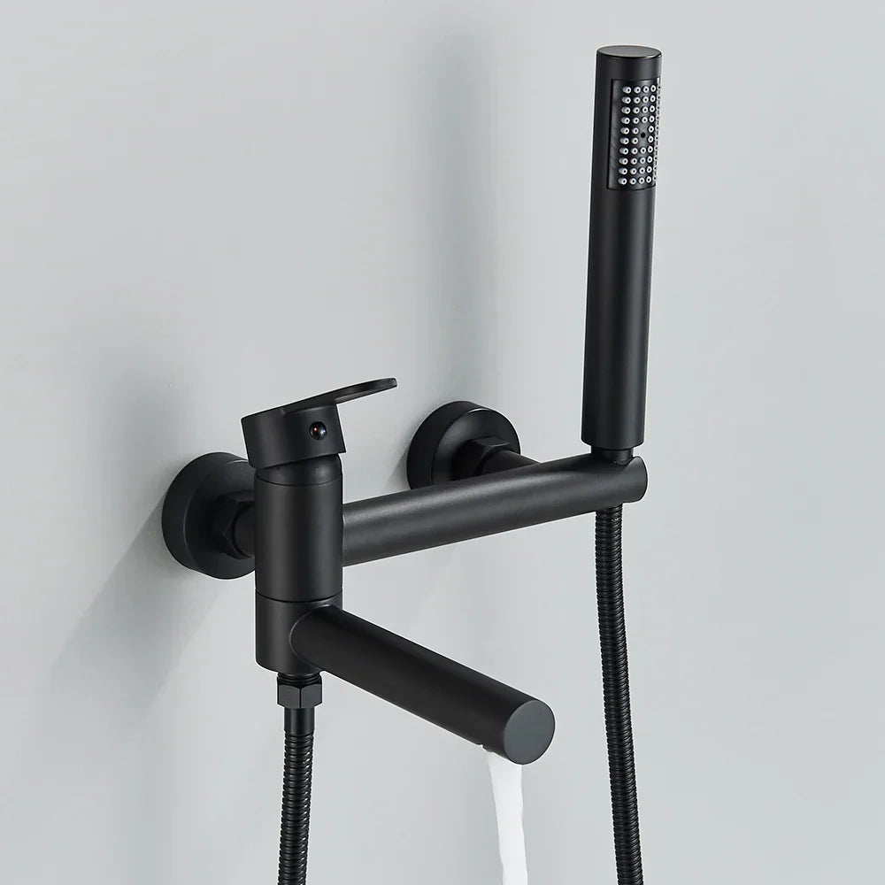 صنبور حوض الاستحمام الأسود المُثبّت على الحائط من DecorBites™ لنظام الدش المُدمج في الحائط
