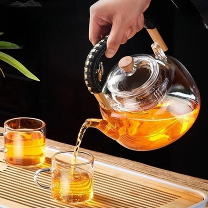DecorBites™ Glass Teapot: Thickened Transparent Kung Fu Tea Set, Perfect for Tea and Coffee.