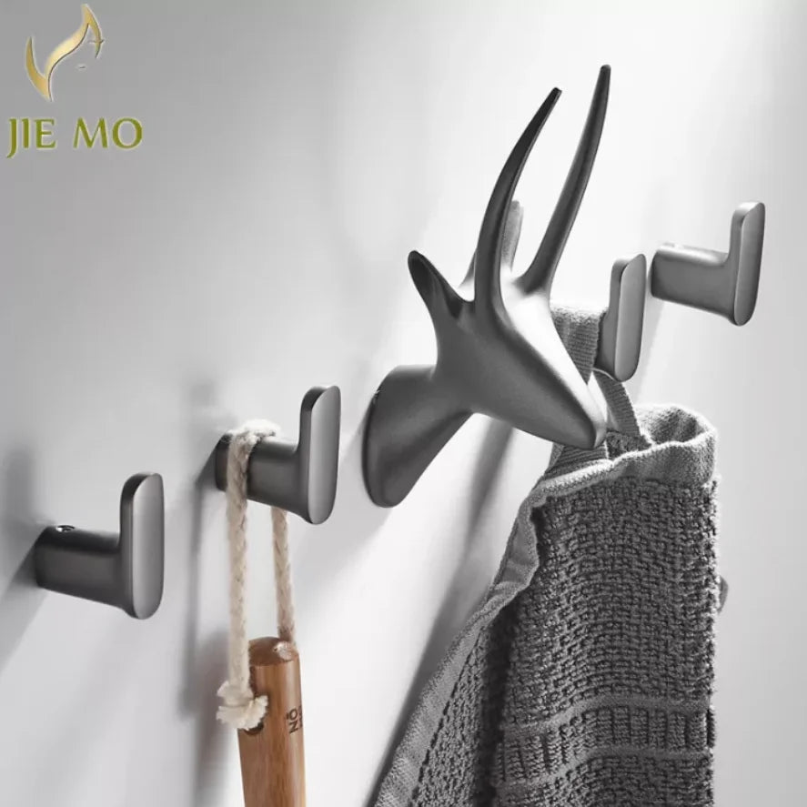 DecorBites™ Brass Gray Deer Hook: Creative Wall Hanging Coat Hook
