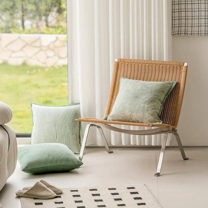 DecorBites™ Green Plant Jacquard Pillow Covers for Light Luxury Living Room Decor