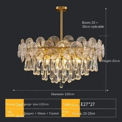 Lámpara de araña de cristal Lotus de DecorBites™: Iluminación moderna de lujo para el hogar, restaurantes y hoteles.