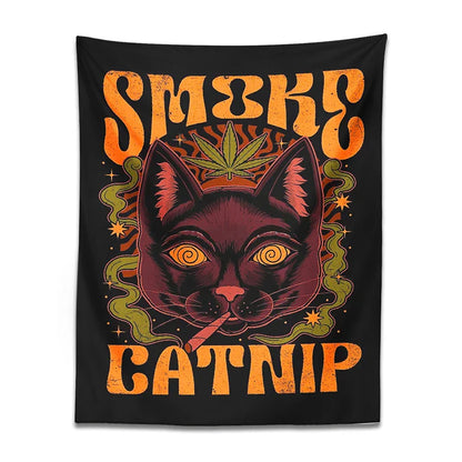 Decobites Smoke Catnip Tapestry Wall Hanging Tarot Cat Mysterious Divination Witchcraft Dorm Decor