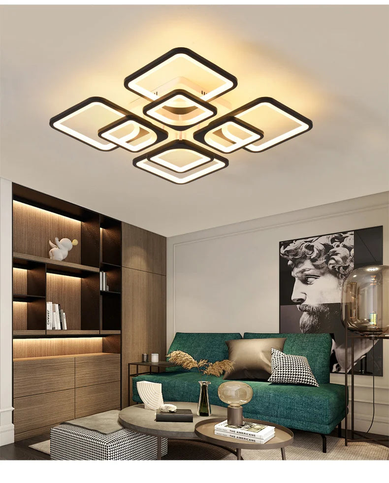 DecorBites™ Dimmable LED Chandelier for Bedroom Living Room Study, Modern Acrylic Lighting Fixture